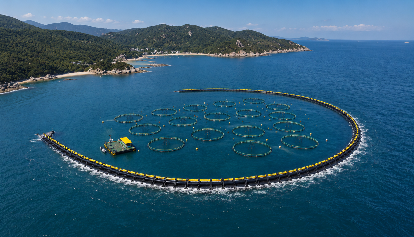 HDPE offshore aquaculture cage farm