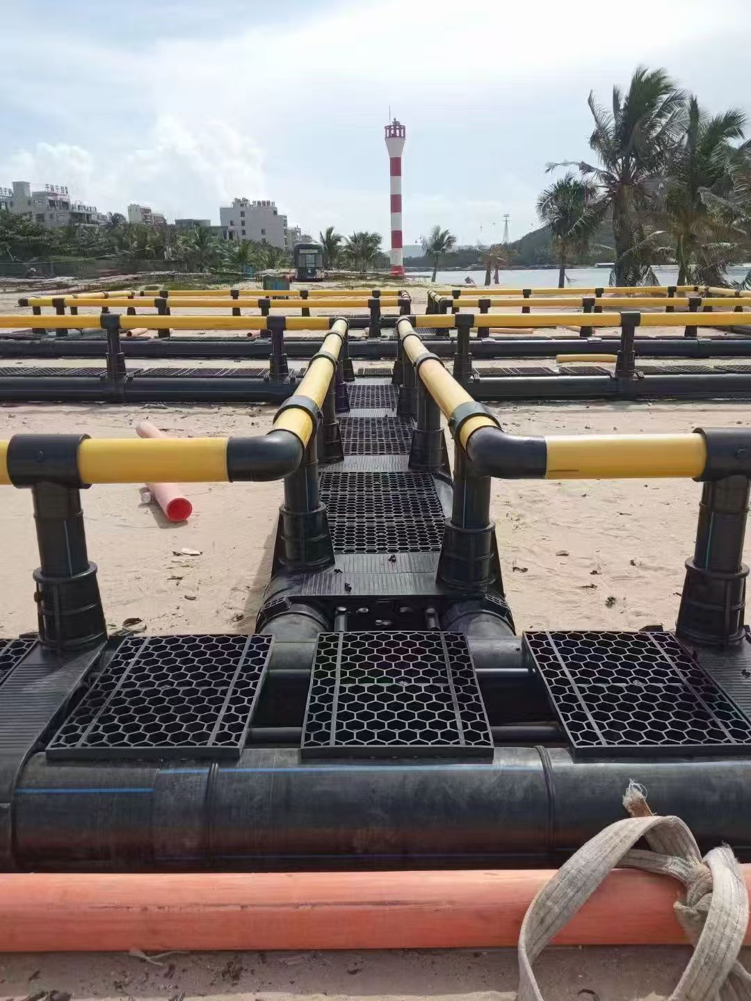 HDPE fish cage installation project